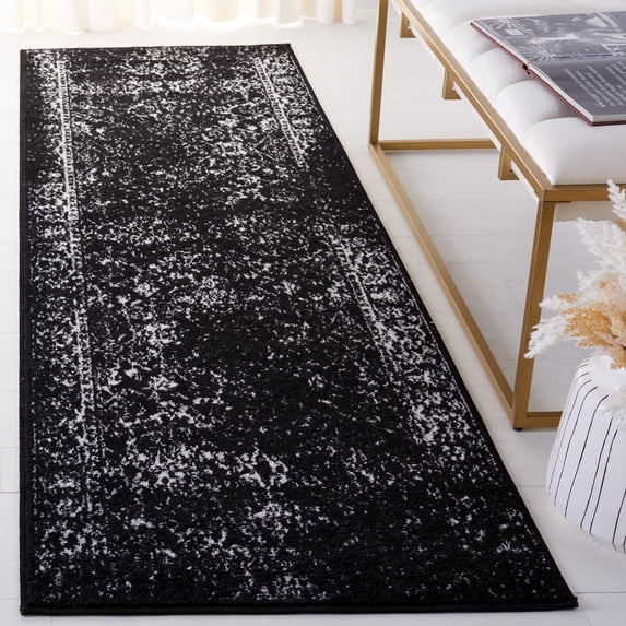 SAFAVIEH Adirondack Wyatt Traditional Distressed Runner Rug, Black/Ivory, 2'6" x 8' - Transitional Modern Design, Black & Ivory, Ideal for Living Room, Bedroom, Dining Space, Entryway, Hallway, Kitch