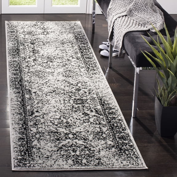 SAFAVIEH Adirondack Wyatt Traditional Distressed Runner Rug, Grey/Black, 2'6" x 22' - Transitional Modern Design, Grey & Black, Ideal for Living Room, Bedroom, Dining Space