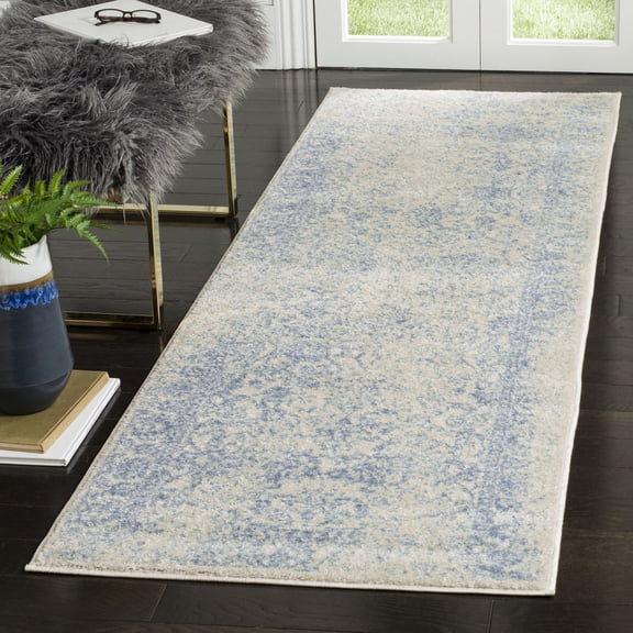 SAFAVIEH Adirondack Wyatt Traditional Distressed Runner Rug, Ivory/Light Blue, 2'6" x 14' - Transitional Modern Design, Ivory & Light Blue, Ideal for Living Room, Bedroom, Dining Space, Entryway, Hal