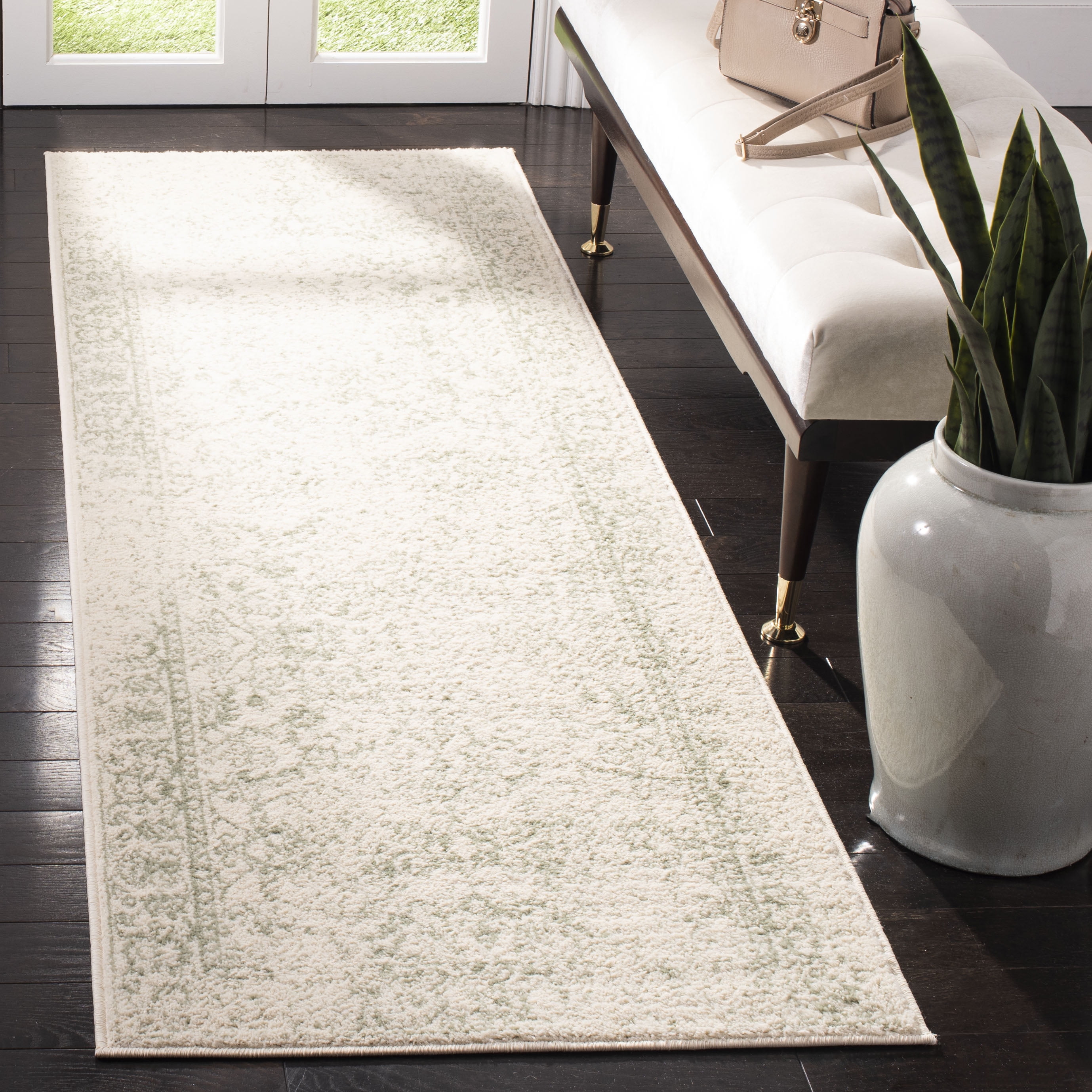 SAFAVIEH Adirondack Wyatt Traditional Distressed Runner Rug, Ivory/Sage, 2'6" x 14' - Transitional Modern Design, Ivory & Sage, Ideal for Living Room, Bedroom, Dining Space, Entryway, Hallway, Kitche