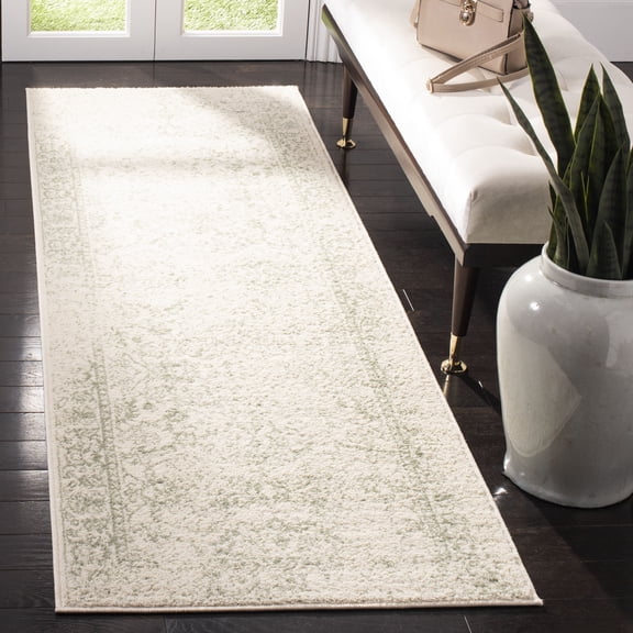 SAFAVIEH Adirondack Wyatt Traditional Distressed Runner Rug, Ivory/Sage, 2'6" x 22' - Transitional Modern Design, Ivory & Sage, Ideal for Living Room, Bedroom, Dining Space