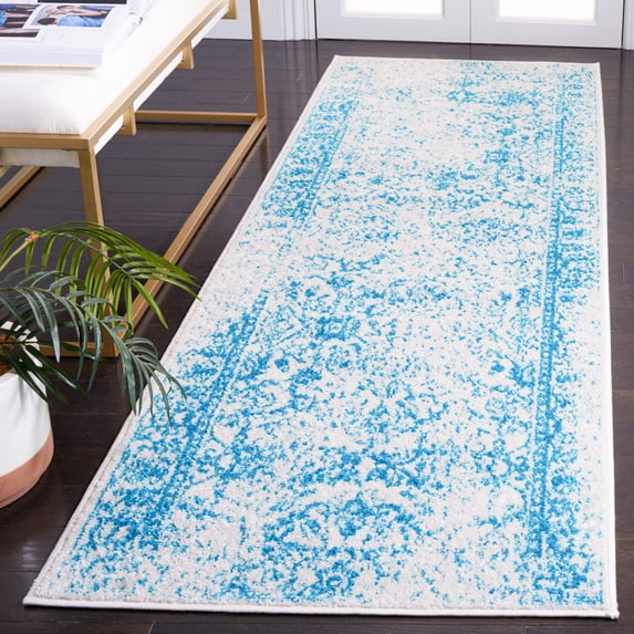 SAFAVIEH Adirondack Wyatt Traditional Distressed Runner Rug, Ivory/Teal, 2'6" x 6' - Transitional Modern Design, Ivory & Teal, Ideal for Living Room, Bedroom, Dining Space, Entryway, Hallway, Kitchen