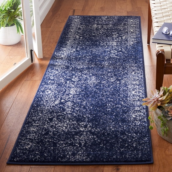 SAFAVIEH Adirondack Wyatt Traditional Distressed Runner Rug, Navy/Ivory, 2'6" x 6' - Transitional Modern Design, Navy & Ivory, Ideal for Living Room, Bedroom, Dining Space, Entryway, Hallway, Kitchen