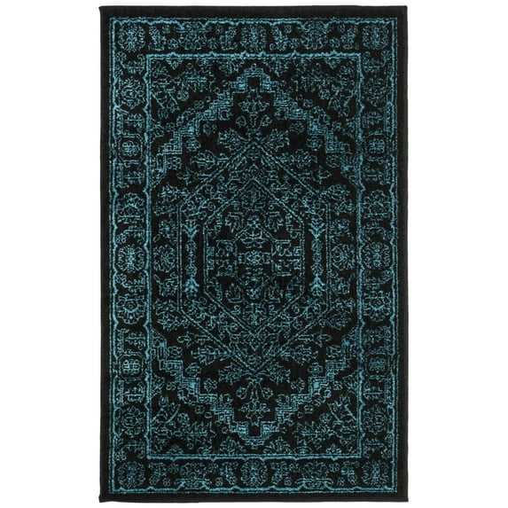 SAFAVIEH Adirondack Xavier Oriental Area Rug, Black/Teal, 4' x 6'