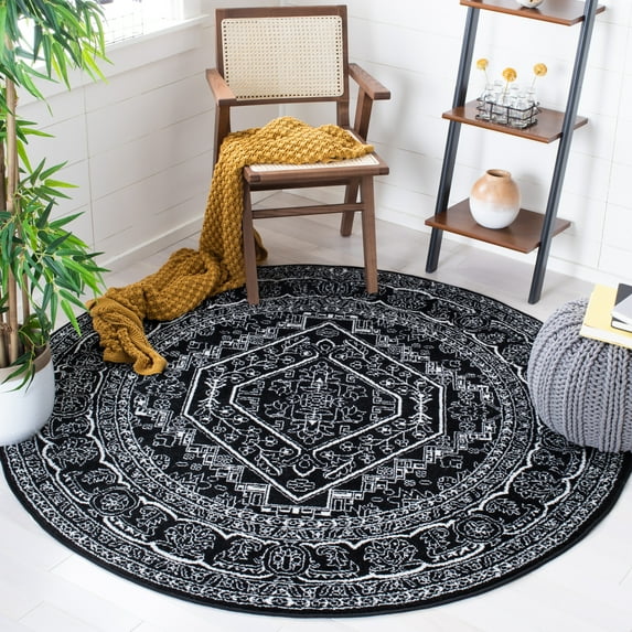 Safavieh Adirondack Xavier Oriental Area Rug, Black/Ivory, 8' x 8' Round