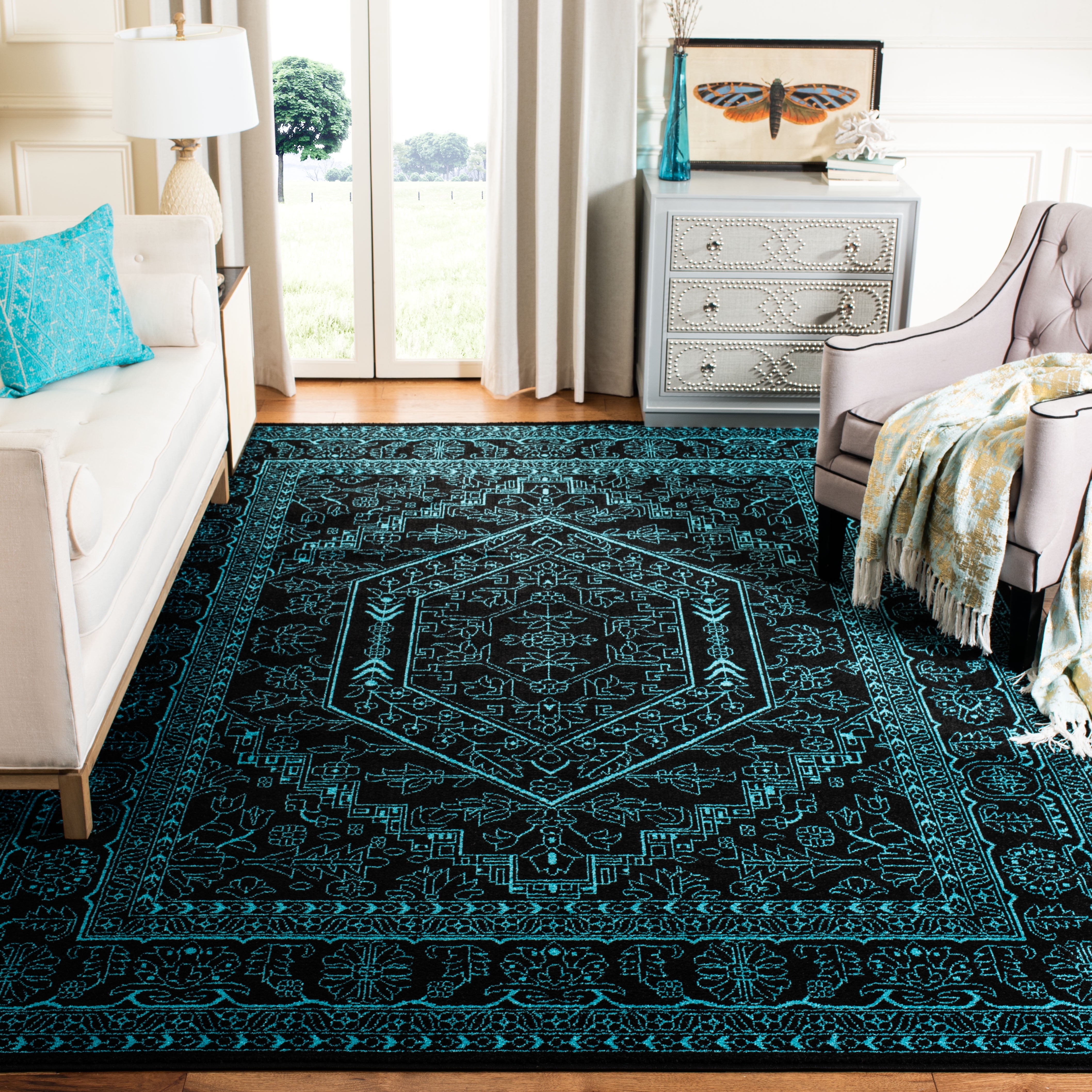 Safavieh Adirondack Xavier Oriental Area Rug, Black/Teal, 10' x 14'