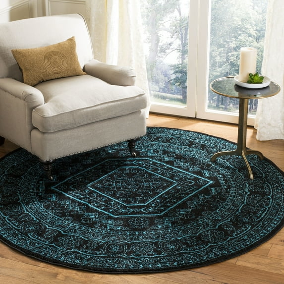 Safavieh Adirondack Xavier Oriental Area Rug, Black/Teal, 6' x 6' Round
