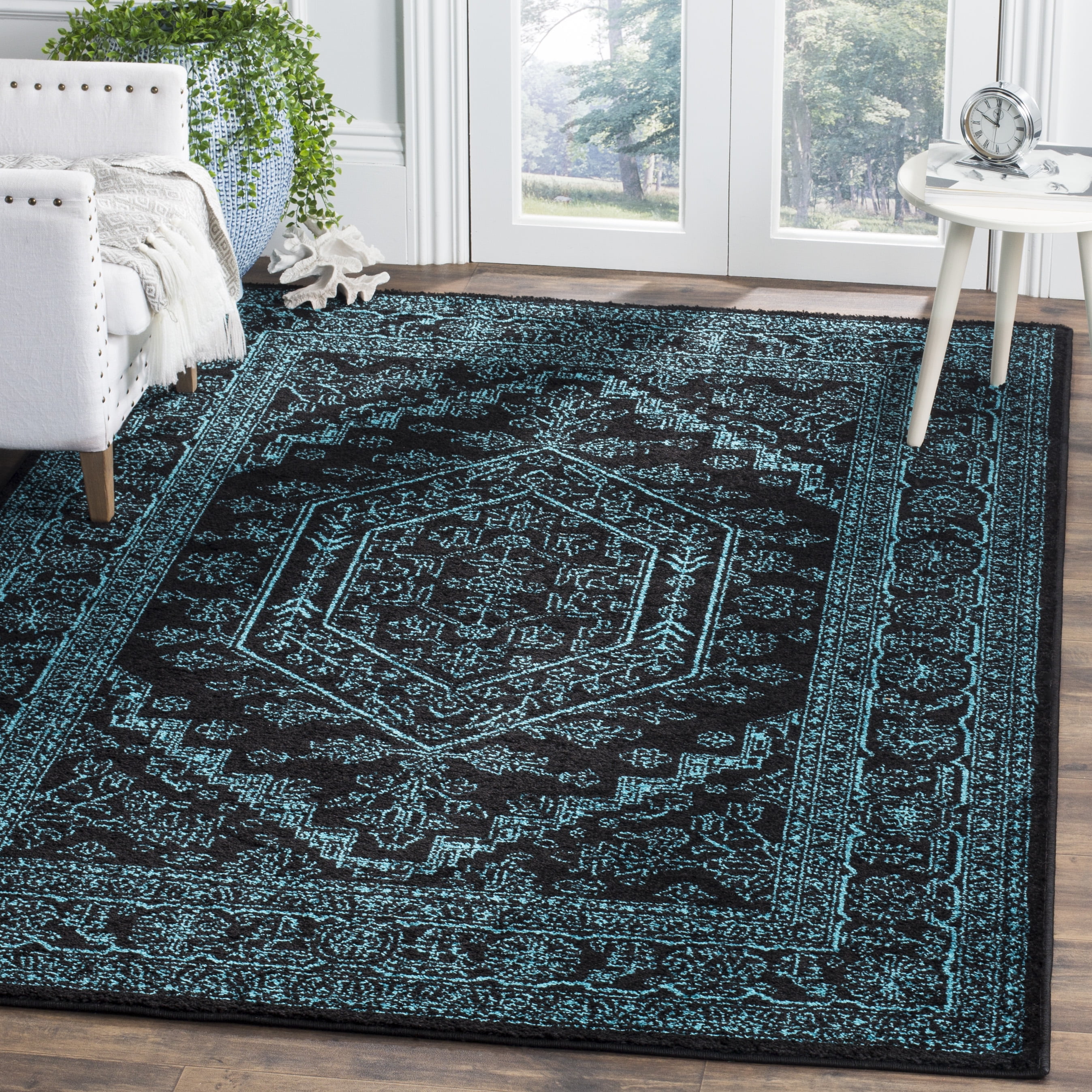 SAFAVIEH Adirondack Xavier Traditional Area Rug, Black/Teal, 8' x 10