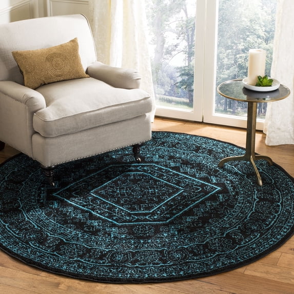 Safavieh Adirondack Xavier Oriental Area Rug, Black/Teal, 8' x 8' Round