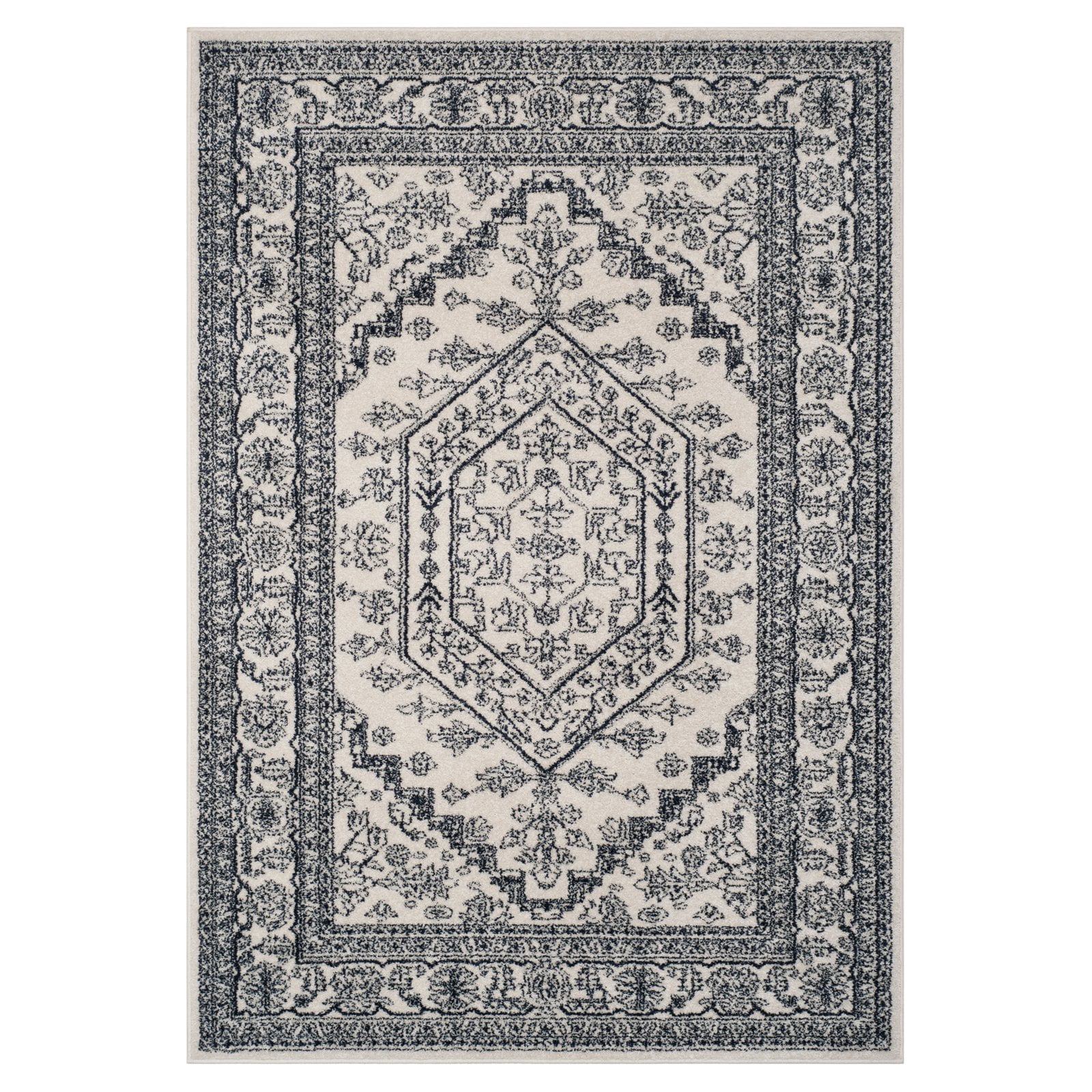 SAFAVIEH Adirondack Xavier Traditional Area Rug, Ivory/Navy, 6' x 6