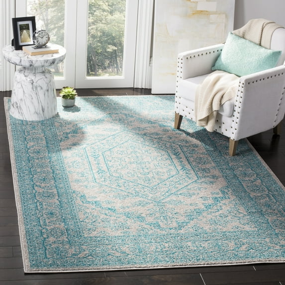 Safavieh Adirondack Xavier Oriental Area Rug, Light Gray/Teal, 6' x 6' Square
