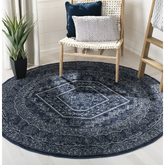 Safavieh Adirondack Xavier Oriental Area Rug, Navy/Ivory, 4' x 4' Round