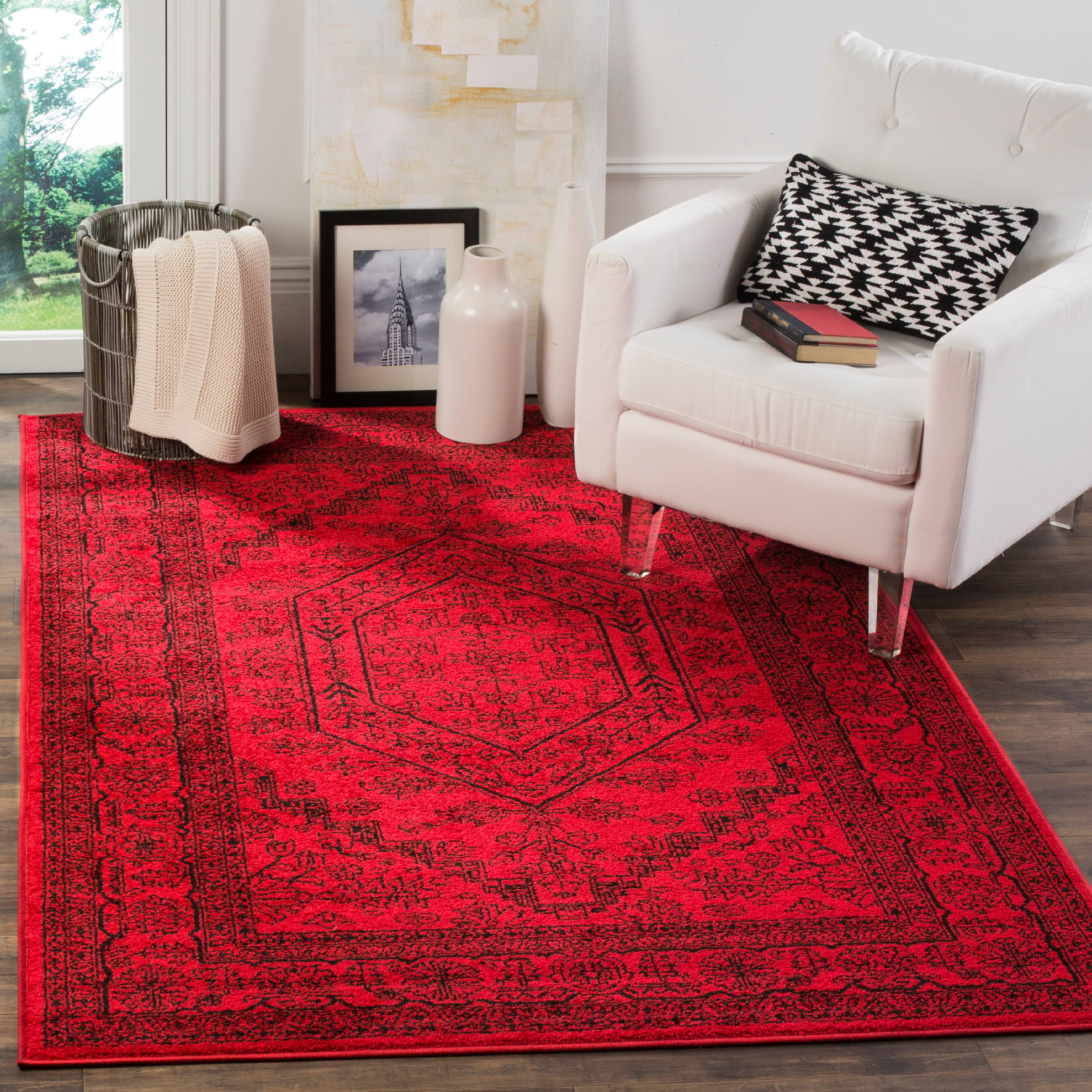 SAFAVIEH Adirondack Xavier Traditional Area Rug, Red/Black, 8' x 8