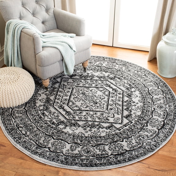 Safavieh Adirondack Xavier Oriental Area Rug, Silver/Black, 8' x 8' Round