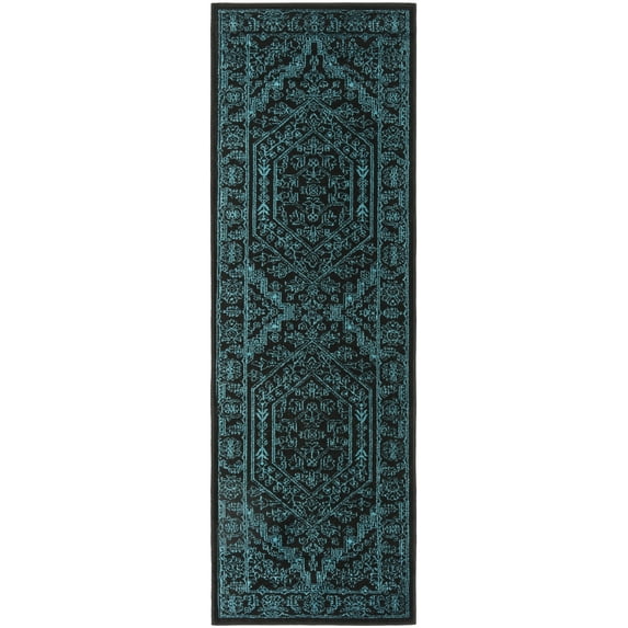 SAFAVIEH Adirondack Xavier Oriental Runner Rug, Black/Teal, 2'6" x 10'