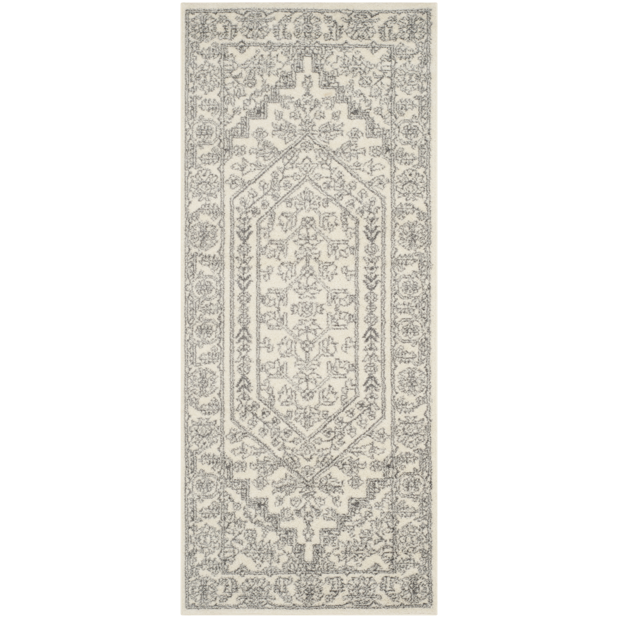 SAFAVIEH Adirondack Xavier Traditional Runner Rug, Ivory/Silver, 2'6" x