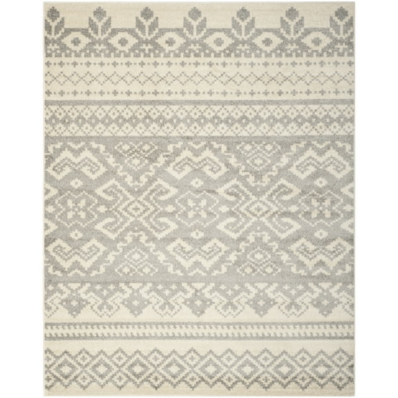 SAFAVIEH Adirondack Zachary Geometric Area Rug, Ivory/Silver, 10' x 10' Round