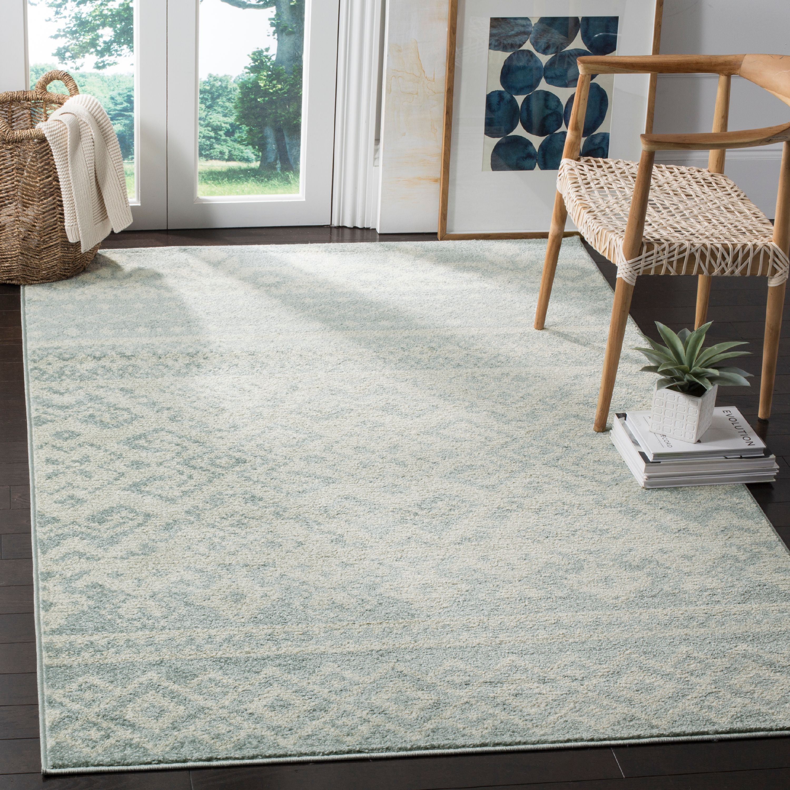 Adirondack Slate and Ivory Synthetic Area Rug 4' x 6'