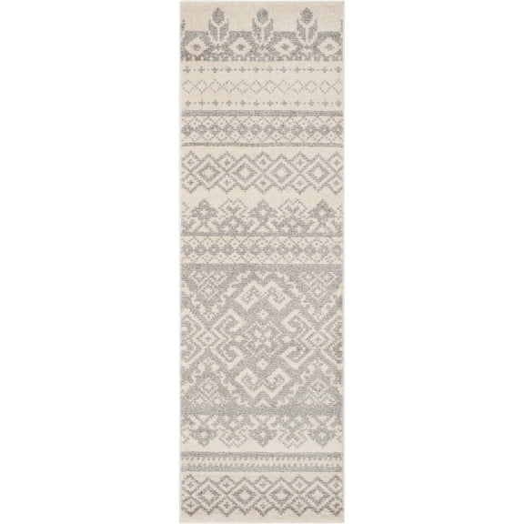 SAFAVIEH Adirondack Zachary Southwestern Runner Rug, Ivory/Silver, 2'6" x 22'