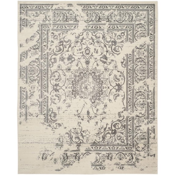SAFAVIEH Adirondack Zoey Distressed Area Rug, Ivory/Silver, 12' x 18'