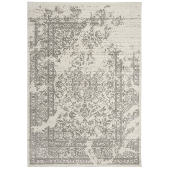 SAFAVIEH Adirondack Zoey Distressed Area Rug, Ivory/Silver, 5'1" x 7'6"