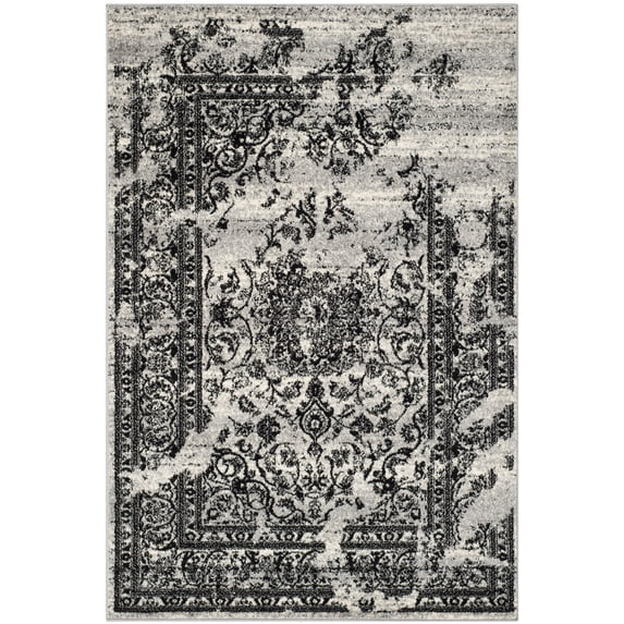 SAFAVIEH Adirondack Zoey Distressed Area Rug, Silver/Black, 4' x 6'