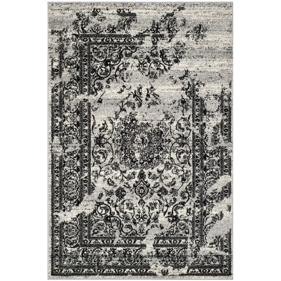 SAFAVIEH Adirondack Zoey Distressed Area Rug, Silver/Black, 6' x 9'