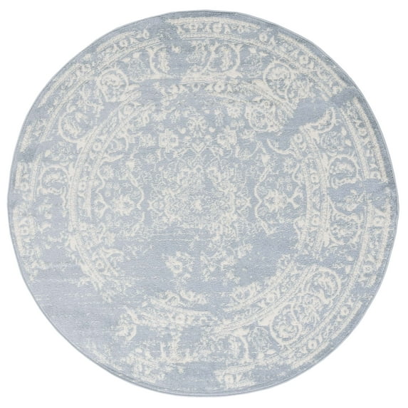SAFAVIEH Adirondack Zoey Distressed Area Rug, Slate/Ivory, 6' x 6' Round