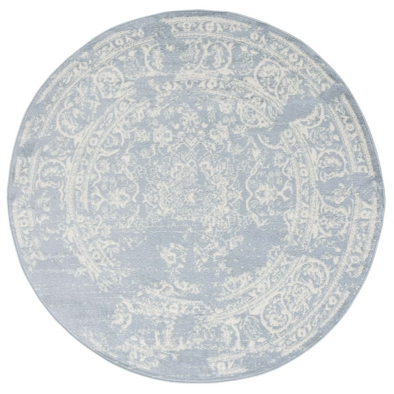 SAFAVIEH Adirondack Zoey Distressed Area Rug, Slate/Ivory, 6' x 6' Round