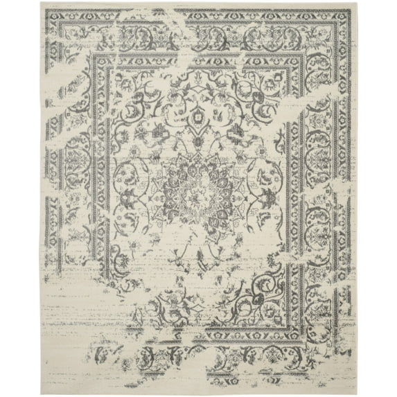 SAFAVIEH Adirondack Zoey Traditional Faded Area Rug, Ivory/Silver, 10' x 14'