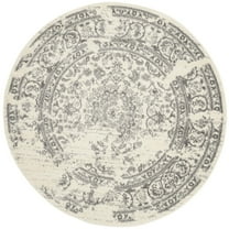 SAFAVIEH Adirondack Zoey Traditional Faded Area Rug, Ivory/Silver, 4' x 4' Round
