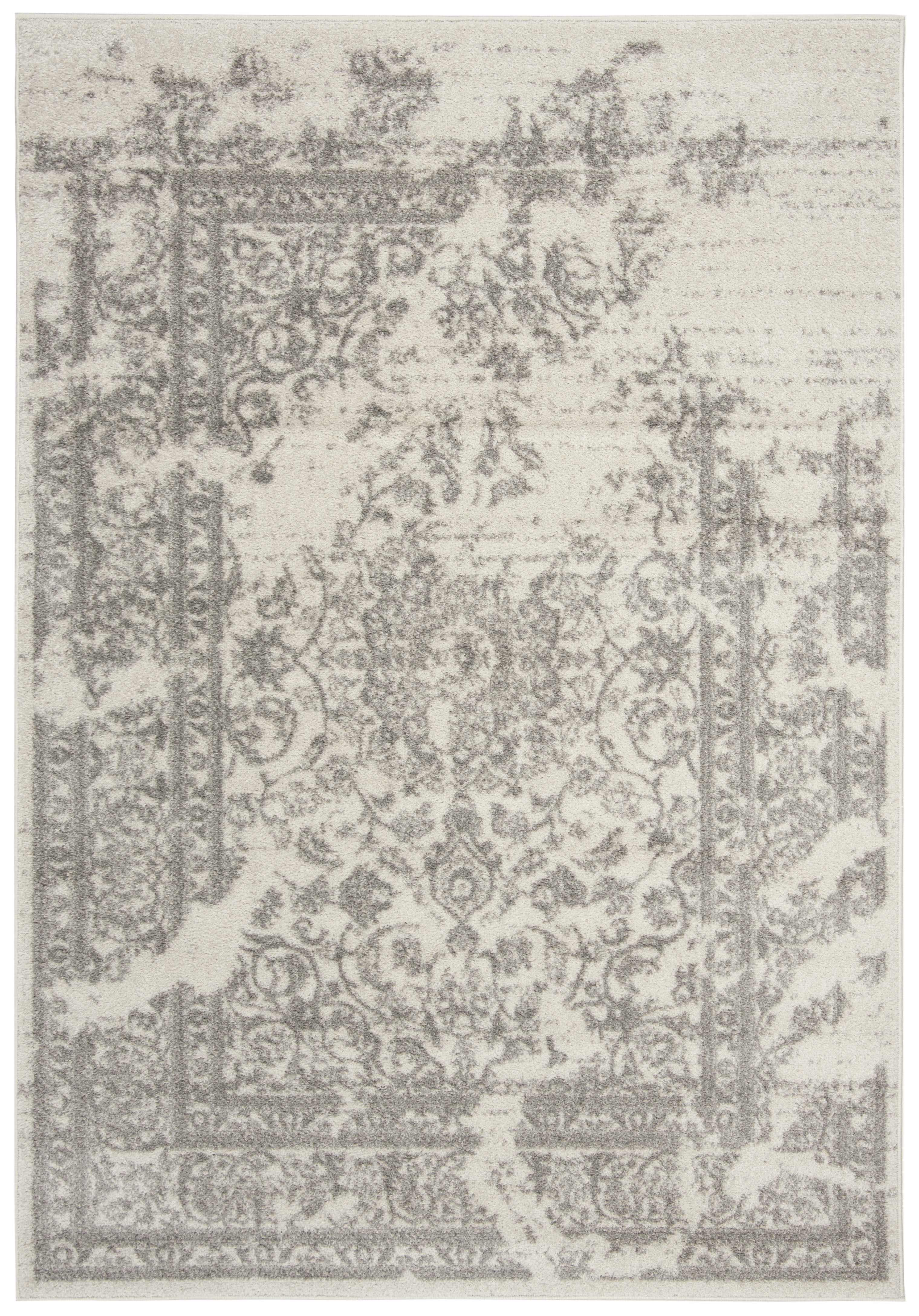 SAFAVIEH Adirondack Zoey Traditional Faded Area Rug, Ivory/Silver