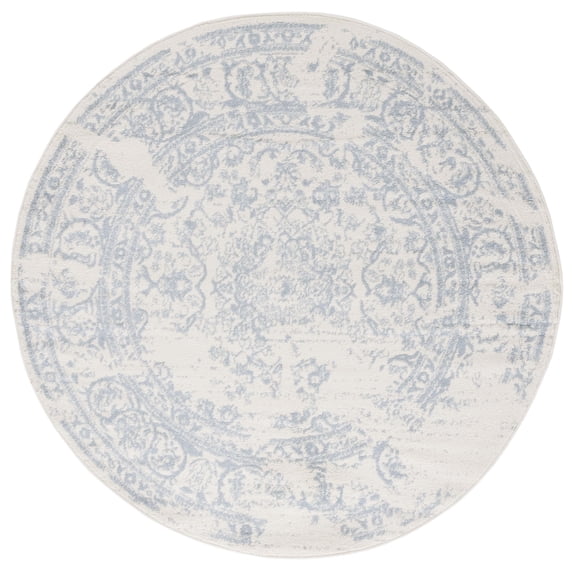 SAFAVIEH Adirondack Zoey Traditional Faded Area Rug, Ivory/Slate, 6' x 6' Round