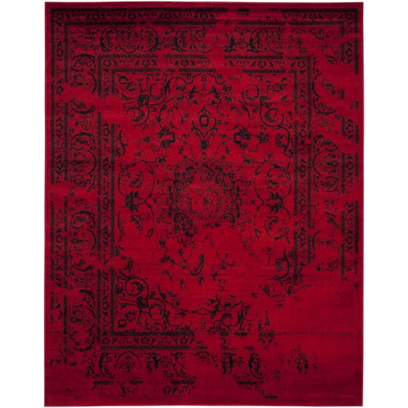SAFAVIEH Adirondack Zoey Traditional Faded Area Rug, Red/Black, 10' x 14'
