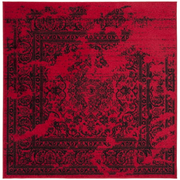 SAFAVIEH Adirondack Zoey Traditional Faded Area Rug, Red/Black, 6' x 6' Square