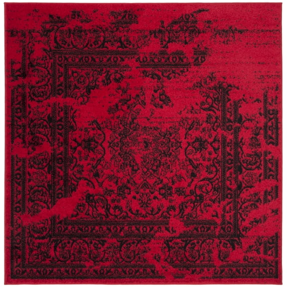 SAFAVIEH Adirondack Zoey Traditional Faded Area Rug, Red/Black, 6' x 6' Square