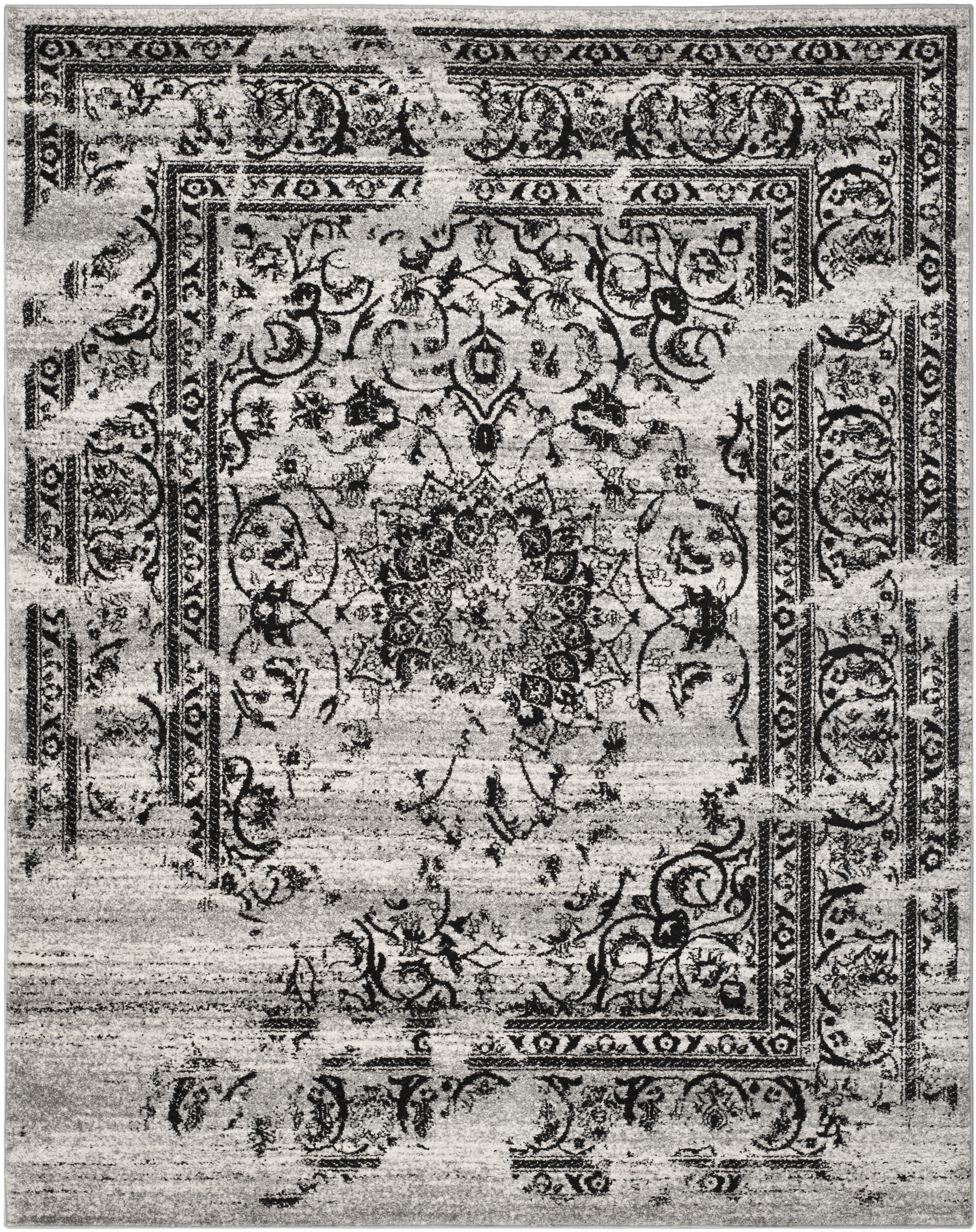 Chic Adirondack 9' x 12' Rectangular Synthetic Black Area Rug