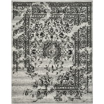 SAFAVIEH Adirondack Zoey Traditional Faded Area Rug, Silver/Black, 9' x 12'