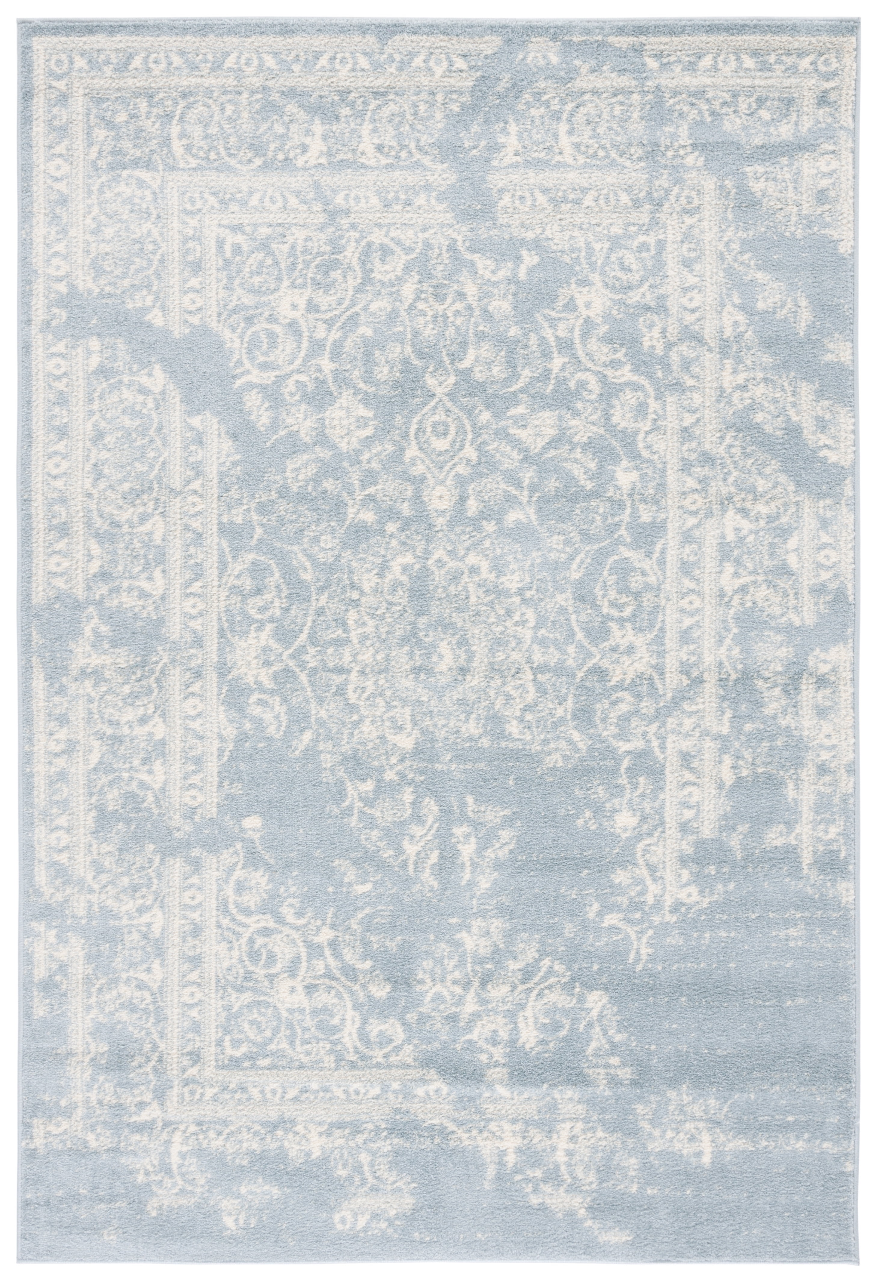 Ivory and Slate Rectangular Hand-knotted Reversible Area Rug