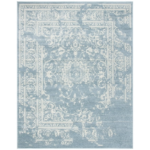 SAFAVIEH Adirondack Zoey Traditional Faded Area Rug, Slate/Ivory, 6' x 9'