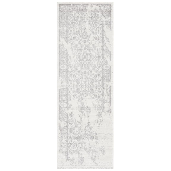 SAFAVIEH Adirondack Zoey Traditional Faded Runner Rug, Ivory/Silver, 2'6" x 16'