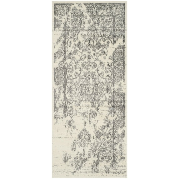 SAFAVIEH Adirondack Zoey Traditional Faded Runner Rug, Ivory/Silver, 2'6" x 6'