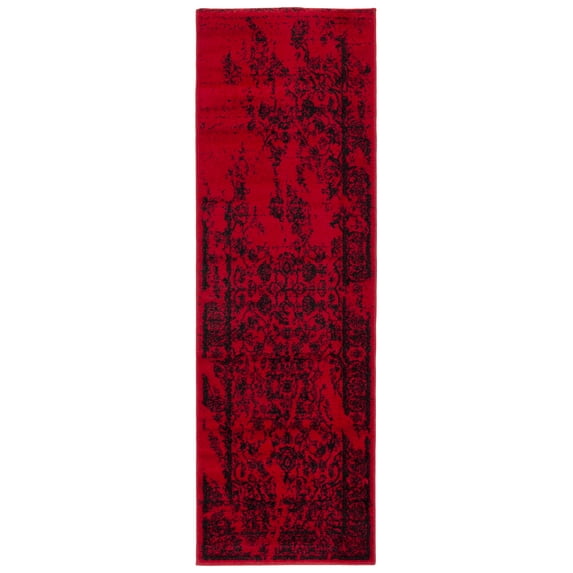 SAFAVIEH Adirondack Zoey Traditional Faded Runner Rug, Red/Black, 2'6" x 16'