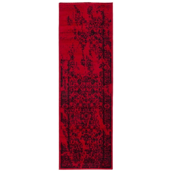 SAFAVIEH Adirondack Zoey Traditional Faded Runner Rug, Red/Black, 2'6" x 22'