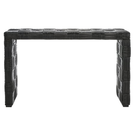 SAFAVIEH Adkin Rustic Black Rattan Rectangle Console Table (53.1 in. W x 17.7 in. D x 29.9 in. H)