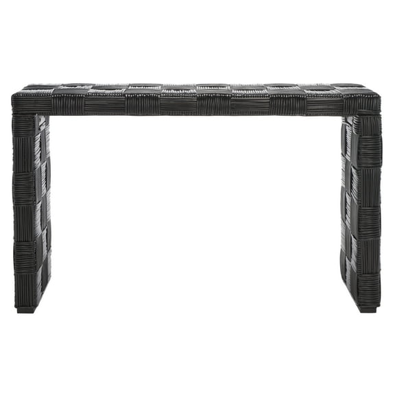 SAFAVIEH Adkin Rustic Black Rattan Rectangle Console Table (53.1 in. W x 17.7 in. D x 29.9 in. H)