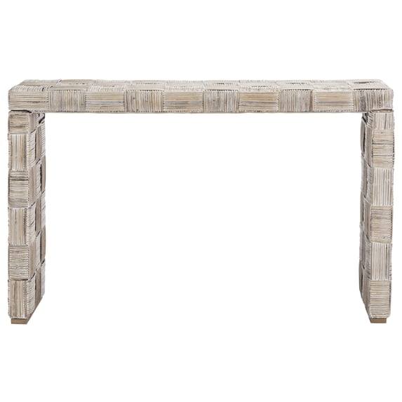 SAFAVIEH Adkin Rustic White Wicker Rectangle Console Table (53.1 in. W x 17.7 in. D x 29.9 in. H)