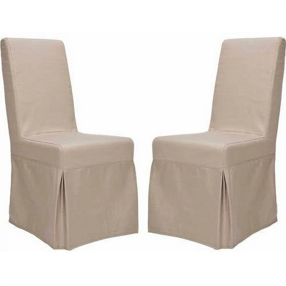 SAFAVIEH Adrianna 19''H Upholstered Rustic Slipcover Chair, Ecru, Set of 2