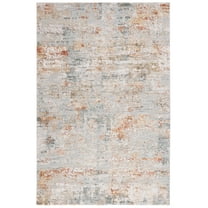 SAFAVIEH Adrianna Alaia Abstract Polyester Area Rug, Blue/Rust, 5'3" x 7'6"