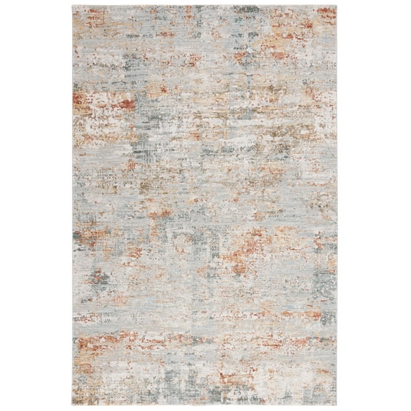 SAFAVIEH Adrianna Alaia Abstract Polyester Area Rug, Blue/Rust, 5'3" x 7'6"